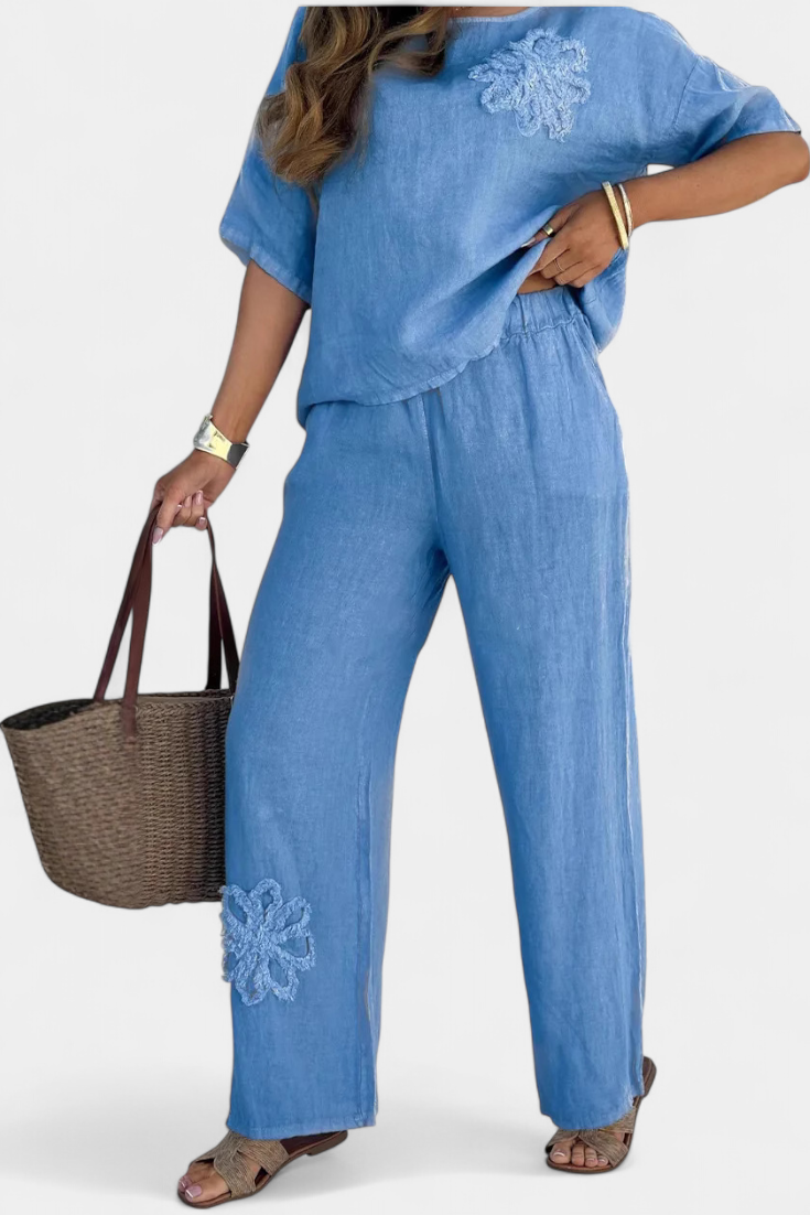 Isabel – Conjunto de Lino Bordado para un Estilo Bohemio y Cómodo