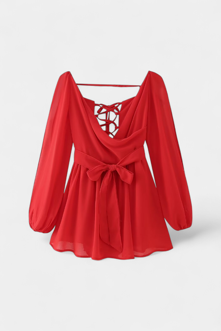 María – Vestido Mini Con Escote En V Y Mangas Ligeras Para Días Soleados