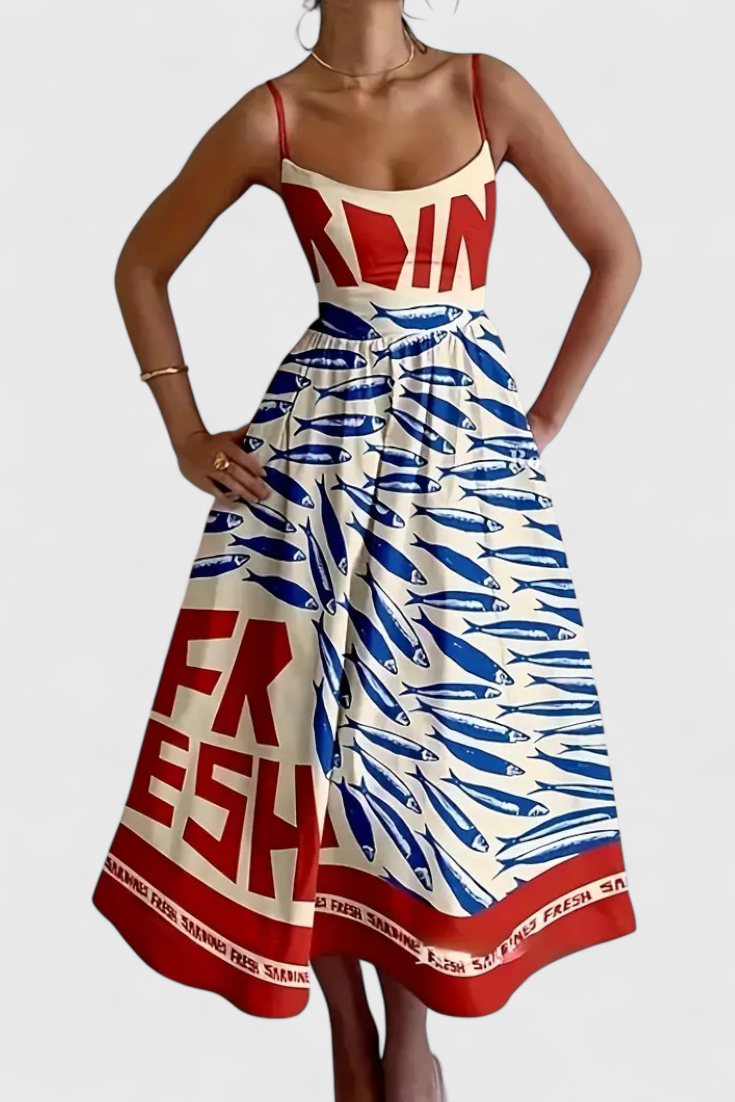 Carmen – Vestido Vintage con Estampado Divertido para Días Soleados