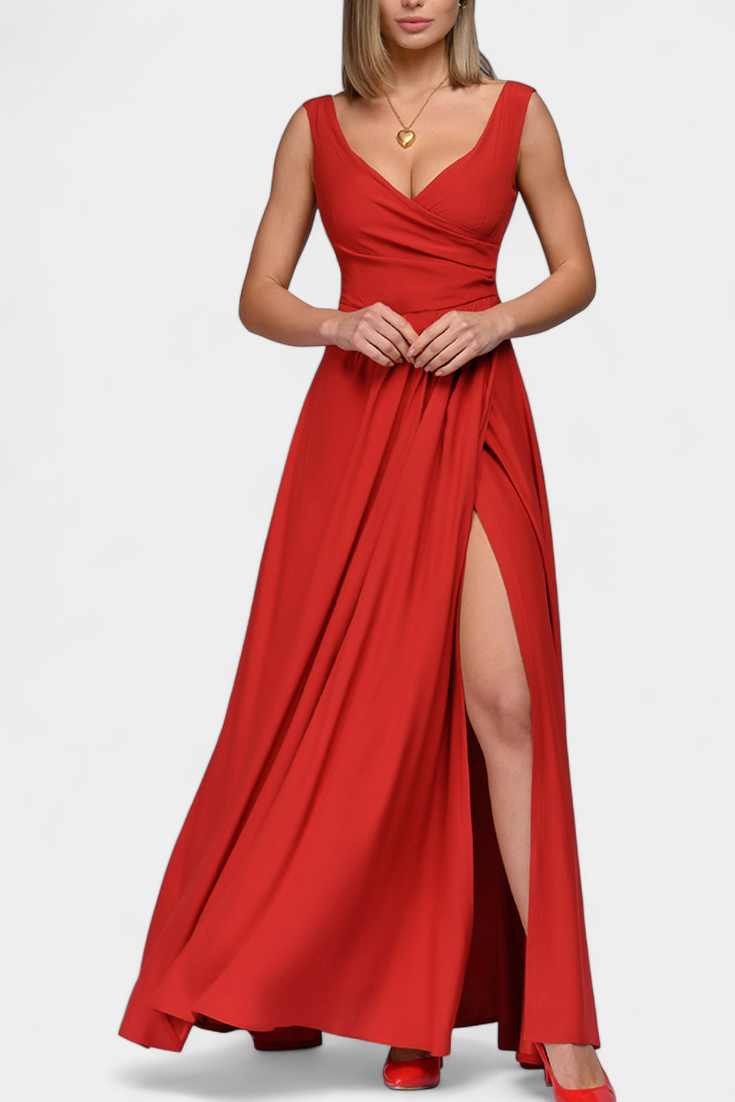 Marisol – Vestido Largo Con Drapeado Para Una Elegancia Sofisticada