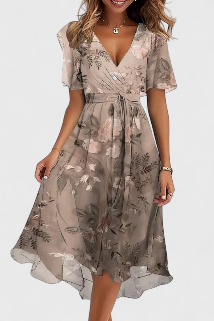 Carina – Vestido Midi con Escote en V para una Elegancia Sin Esfuerzo