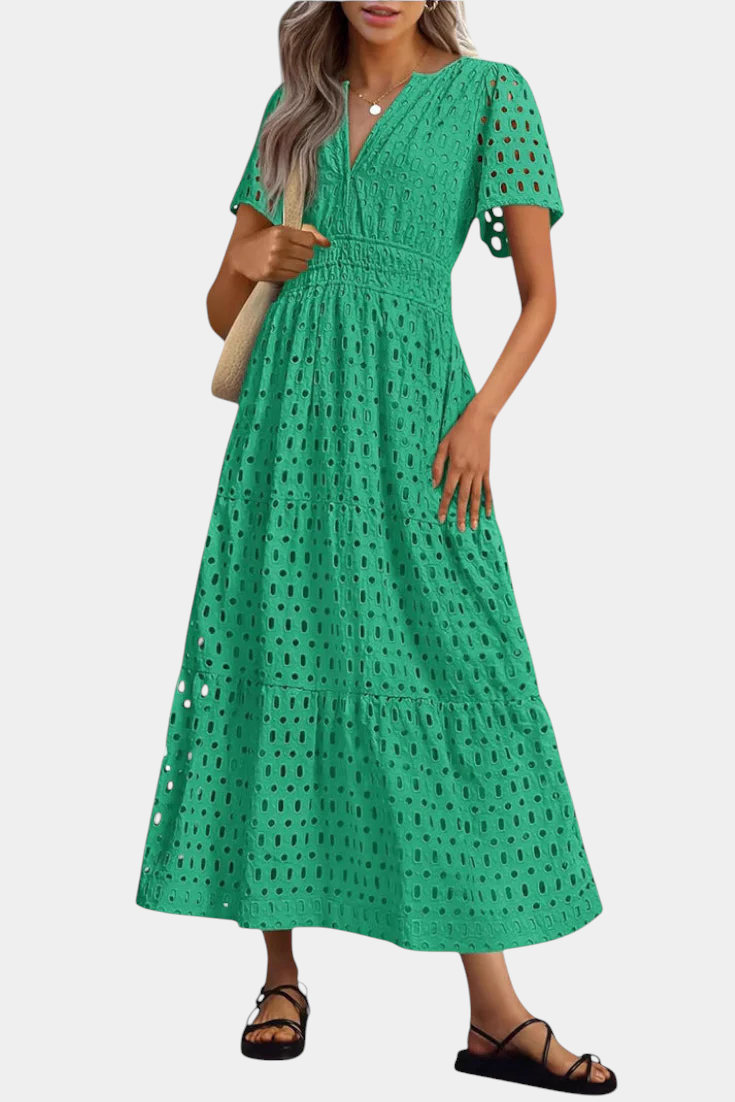 Isabel – Vestido Maxi de Encaje Bordado para Momentos Especiales