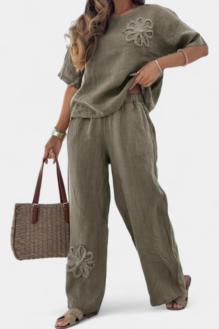 Isabel – Conjunto de Lino Bordado para un Estilo Bohemio y Cómodo
