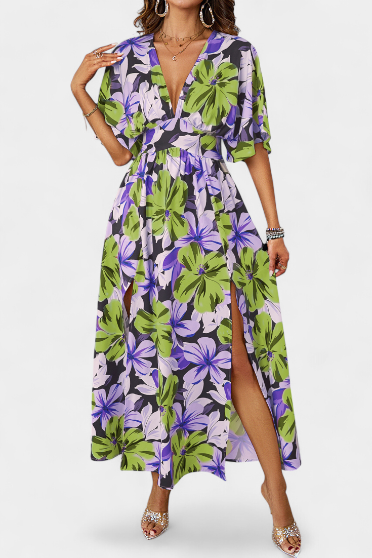 María – Vestido Largo Floral con Estilo Fresco y Elegante