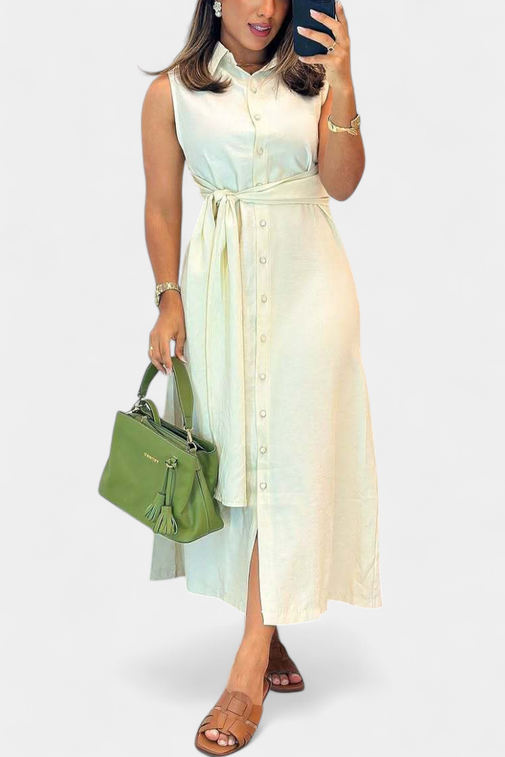 Clara – Vestido Elegante Sin Mangas Con Cinturón Que Resalta Tu Silueta