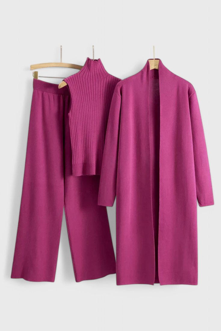Olivia – Conjunto de Punto de 3 Piezas para Elegancia y Comodidad Diaria