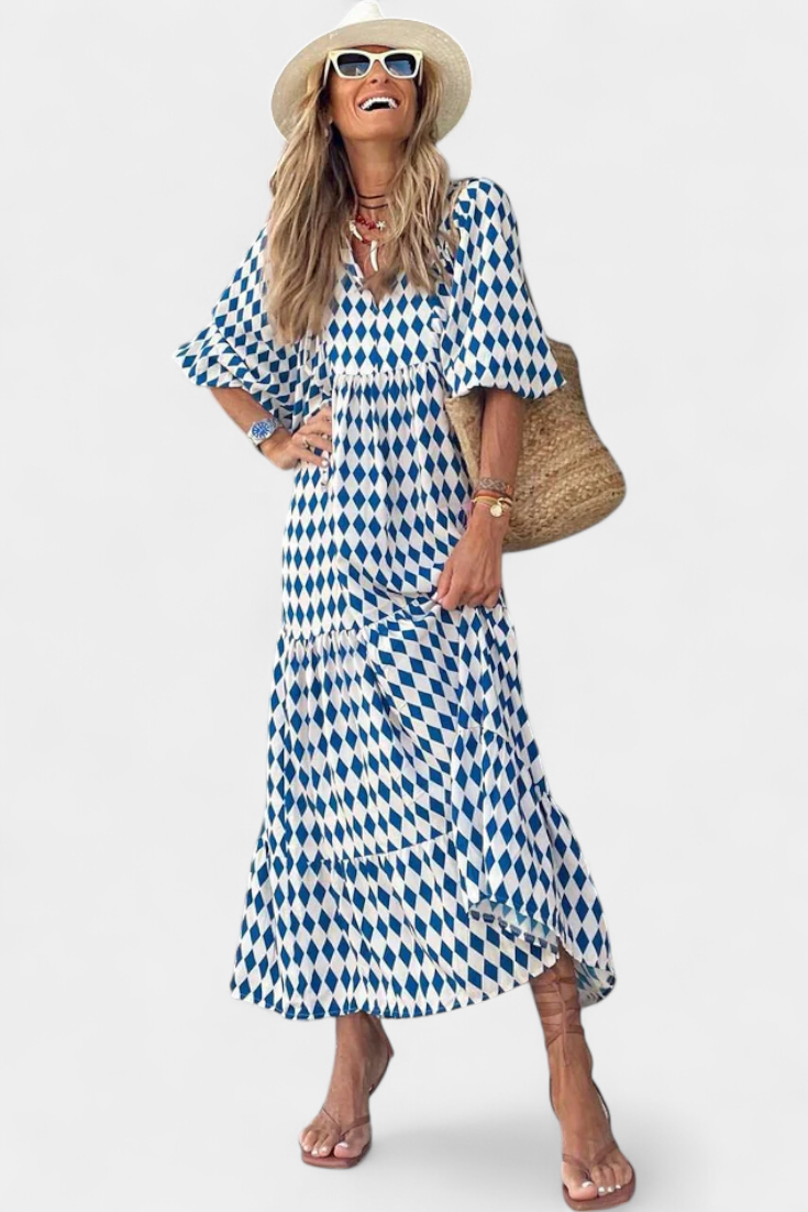 Paloma – Vestido Boho con Estampado Artístico y Estilo Único