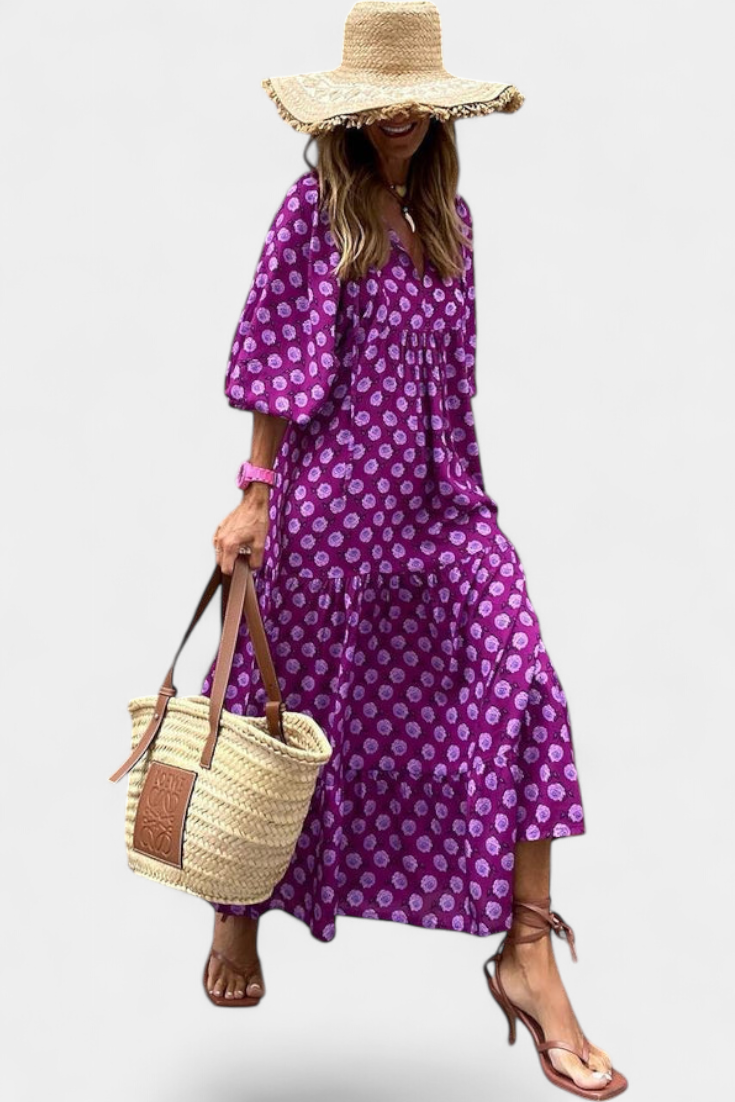 Paloma – Vestido Boho con Estampado Artístico y Estilo Único