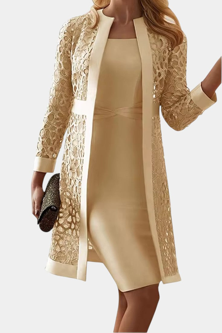 Lucienne – Conjunto de Vestido de Dos Piezas con Encaje Elegante y Romántico