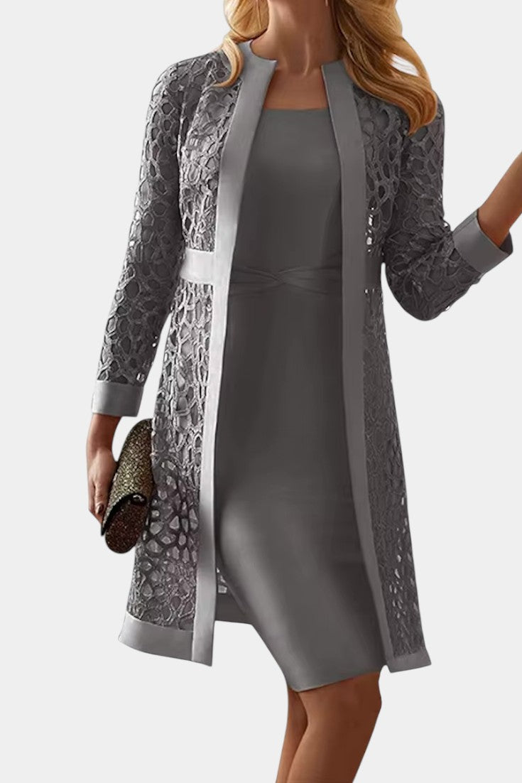 Lucienne – Conjunto de Vestido de Dos Piezas con Encaje Elegante y Romántico