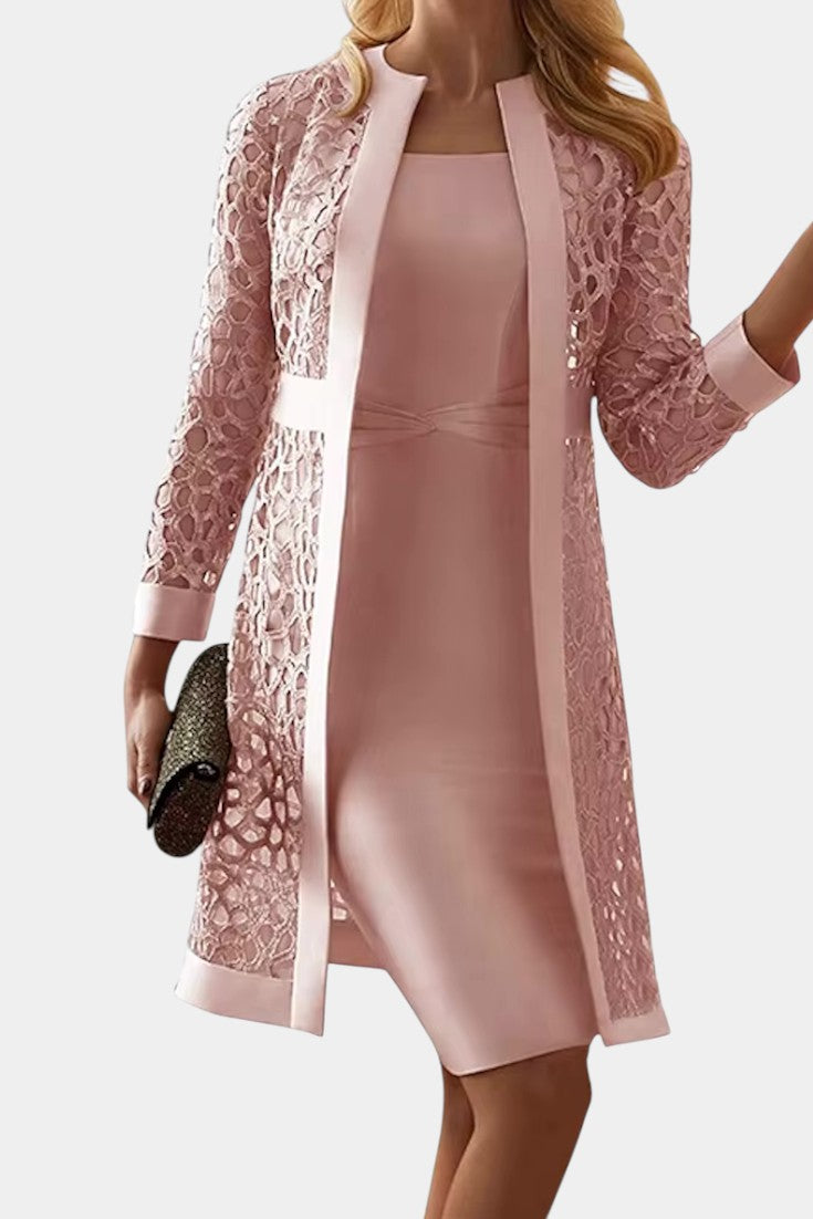 Lucienne – Conjunto de Vestido de Dos Piezas con Encaje Elegante y Romántico