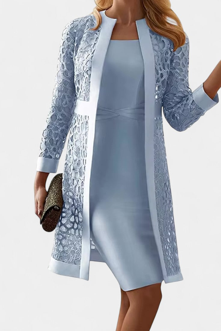 Lucienne – Conjunto de Vestido de Dos Piezas con Encaje Elegante y Romántico