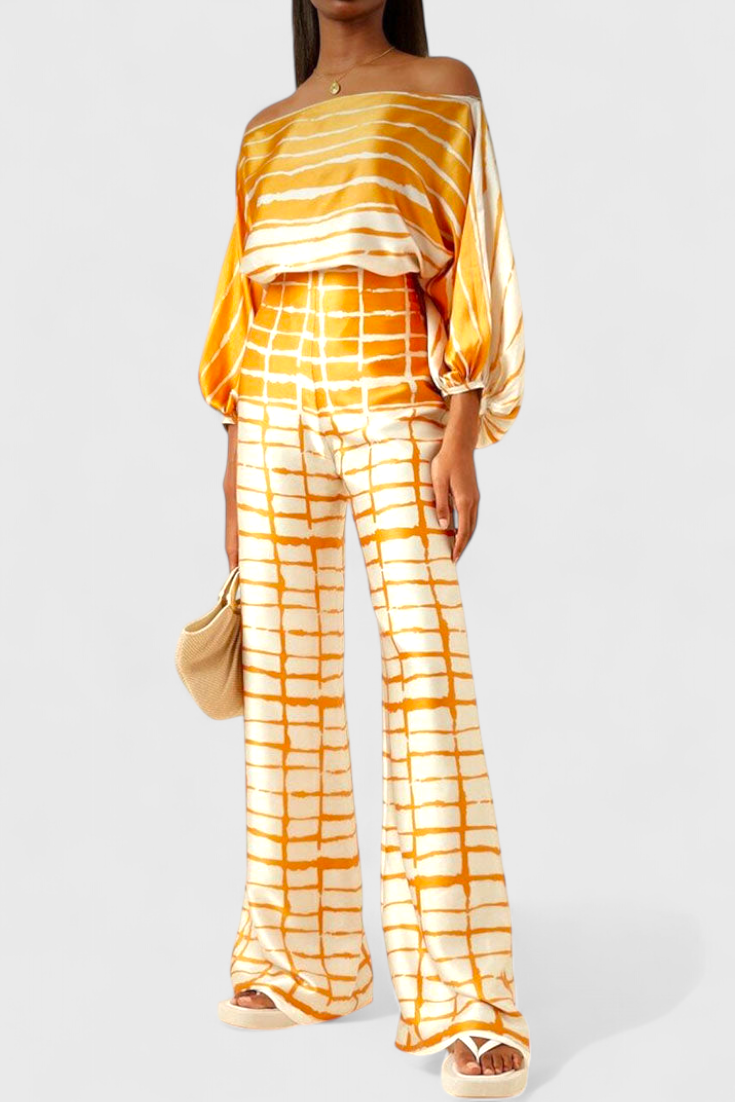 Estela – Conjunto Estampado de Dos Piezas con Estilo Sofisticado