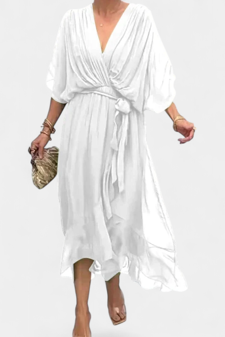 Isabel – Vestido Flowy con Escote en V para un Verano Elegante y Confortable