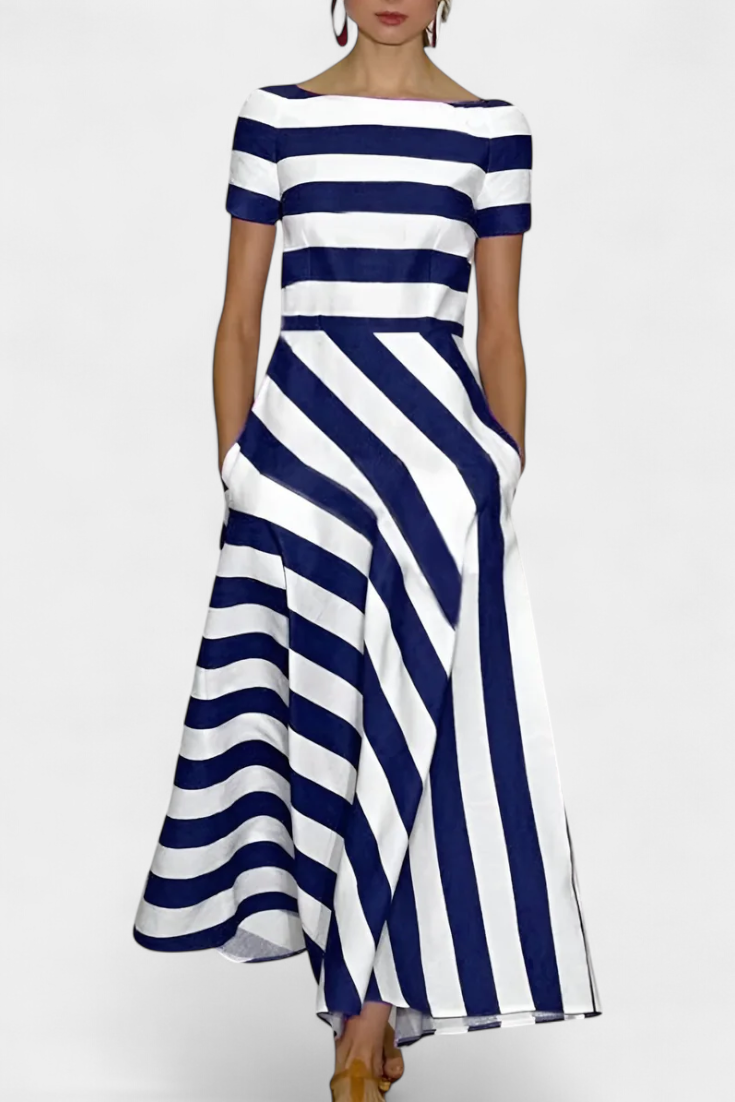 Clara – Vestido Maxi de Rayas con Estilo Fresco y Elegante