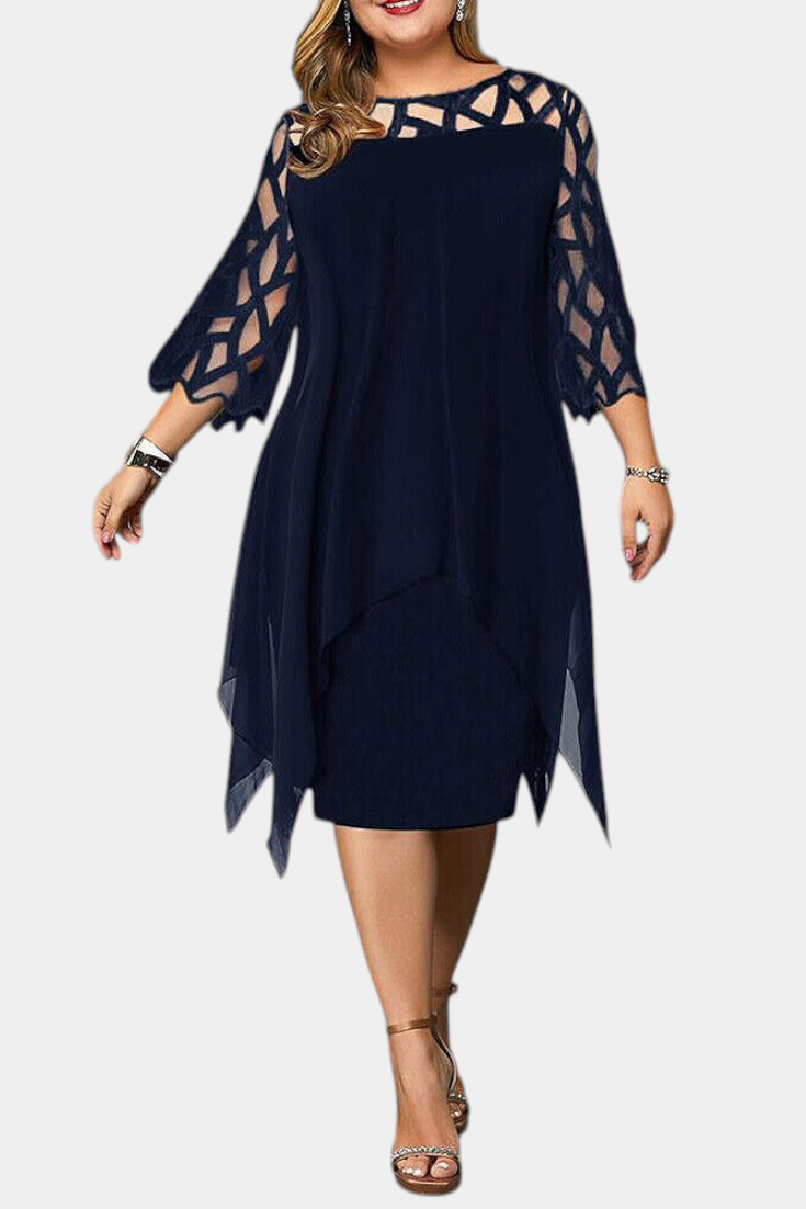 Elena – Vestido Elegante de Talla Grande con Mangas de Encaje