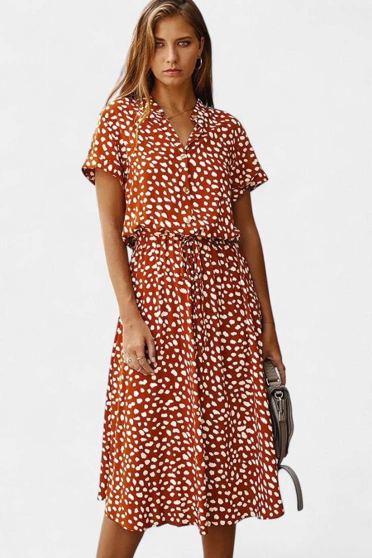 Renata – Vestido Midi de Lunares Con Estilo Juguetón y Comodidad Inigualable