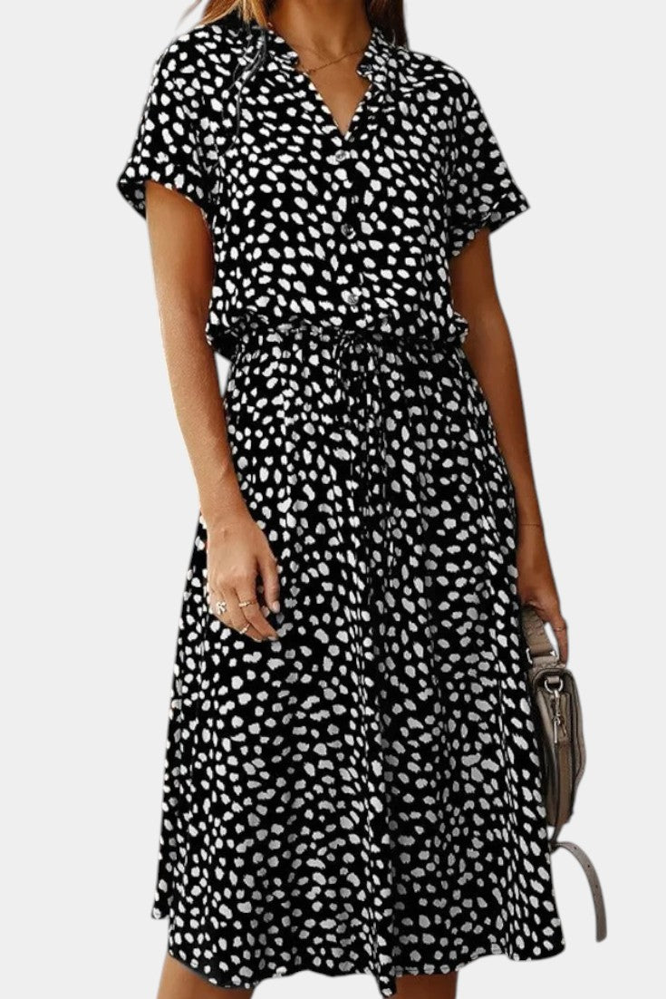 Renata – Vestido Midi de Lunares Con Estilo Juguetón y Comodidad Inigualable