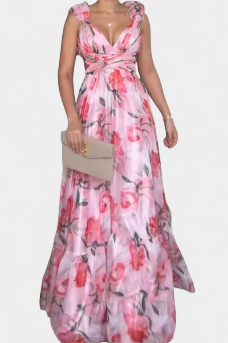 Clara – Vestido Largo Estampado Con Estilo Único y Fresco
