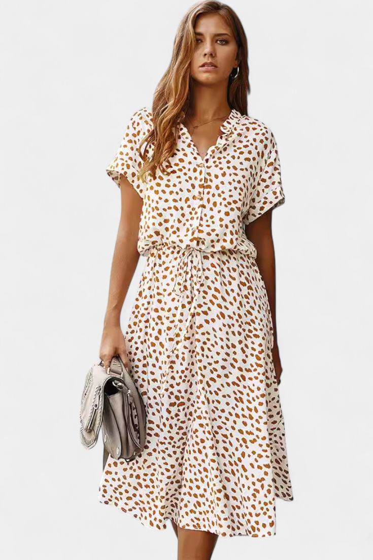 Renata – Vestido Midi de Lunares Con Estilo Juguetón y Comodidad Inigualable
