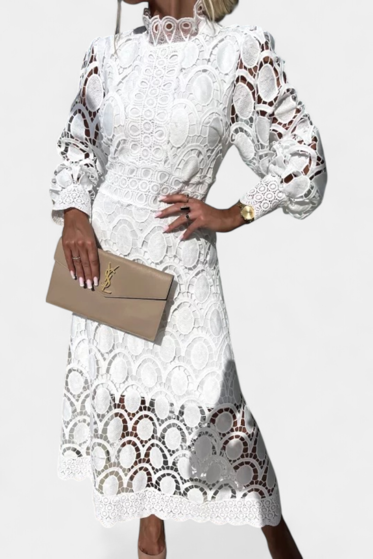 Claudia – Vestido Midi de Encaje Elegante y Romántico para Lucir Radiante