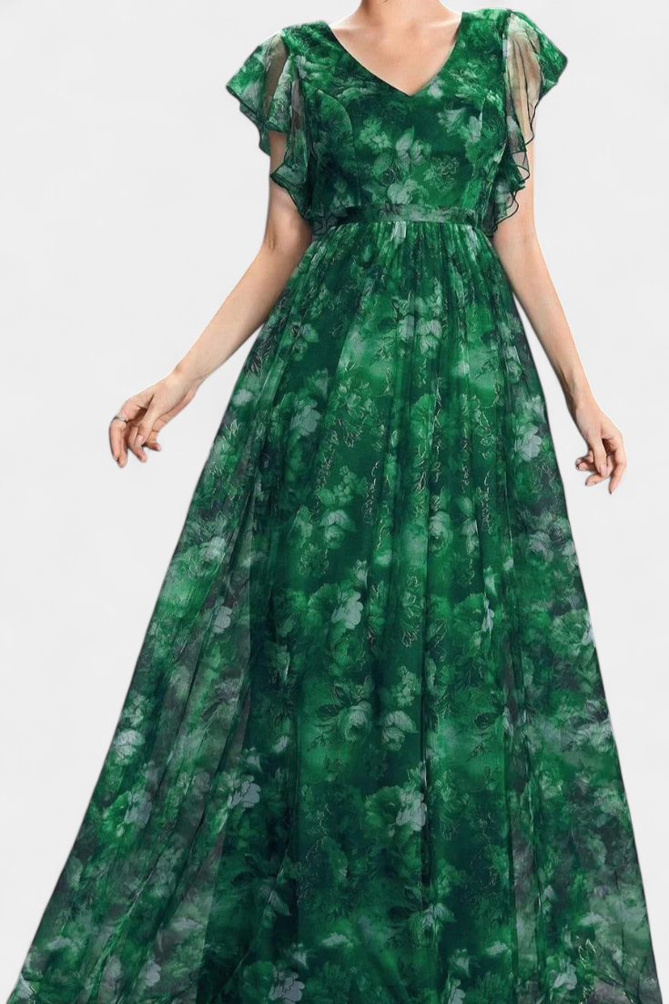 Mariana – Vestido Largo de Chifón con Estampado Floral para un Look Romántico y Fresco