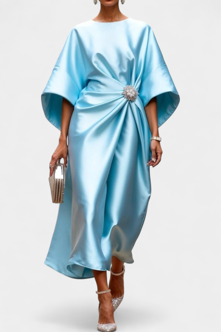 Elena – Vestido Largo de Satén con Brillo Elegante y Sofisticado