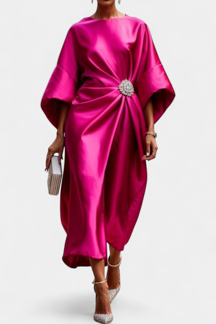 Elena – Vestido Largo de Satén con Brillo Elegante y Sofisticado