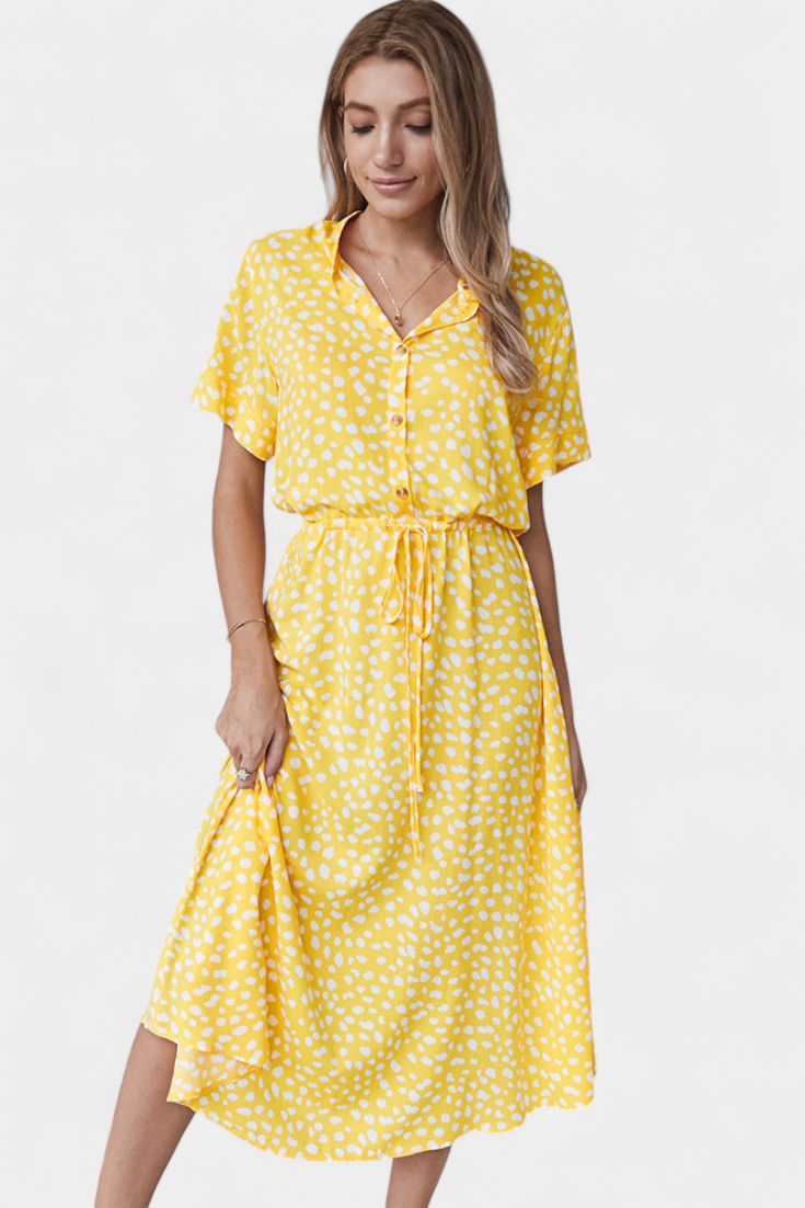 Renata – Vestido Midi de Lunares Con Estilo Juguetón y Comodidad Inigualable