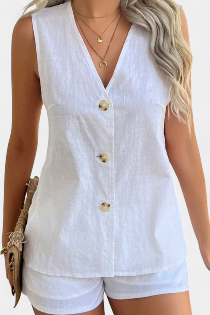 Mariana – Conjunto de Lino Sin Mangas para un Estilo Fresco y Elegante