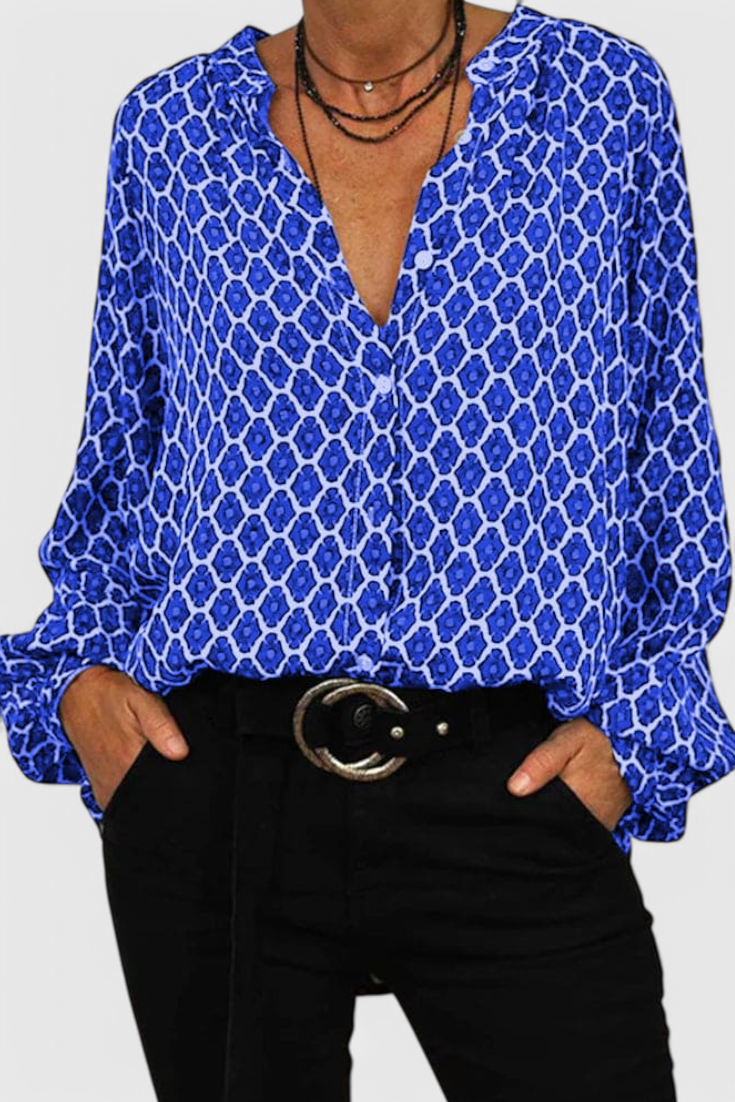 Clara – Blusa Casual Con Estampado Geométrico Para Un Look Elegante