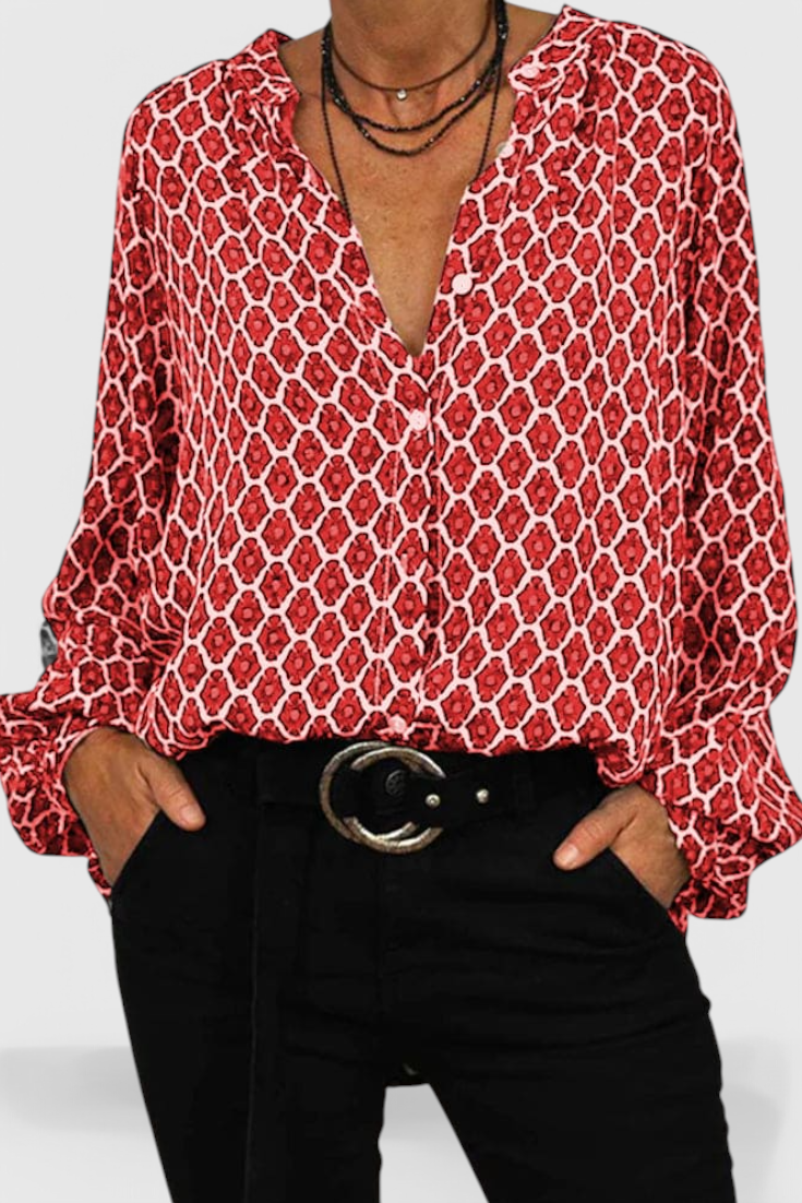 Clara – Blusa Casual Con Estampado Geométrico Para Un Look Elegante