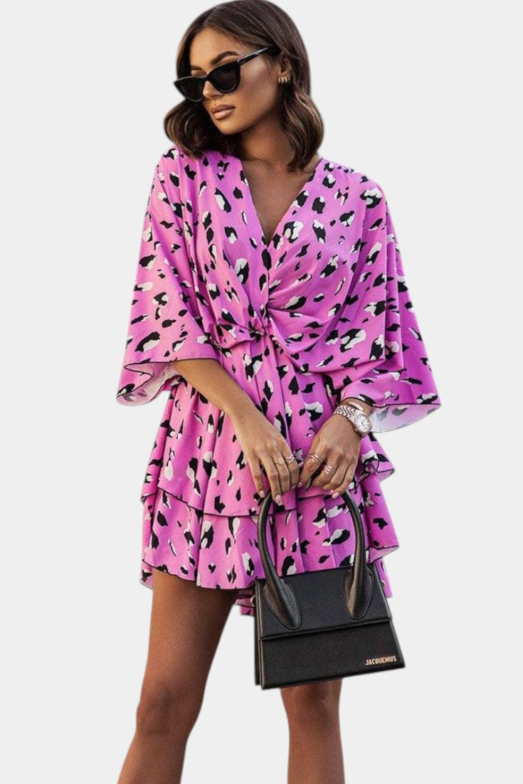 Marisol – Vestido Mini Con Nudo Frontal Y Volantes Ideal Para Brillar
