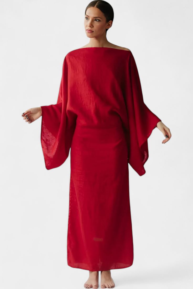 Irene – Vestido Kimono de Lino y Algodón Con Estilo Atemporal y Elegante