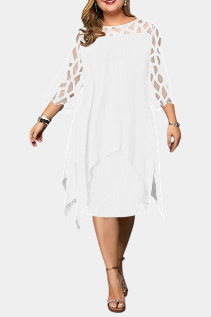 Elena – Vestido Elegante de Talla Grande con Mangas de Encaje